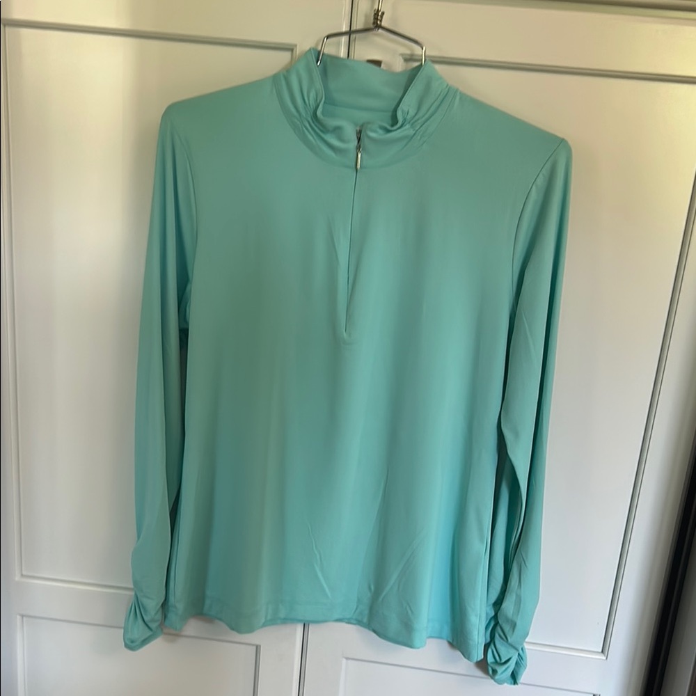 EP Pro Green Mock Turtleneck Long Sleeve Top